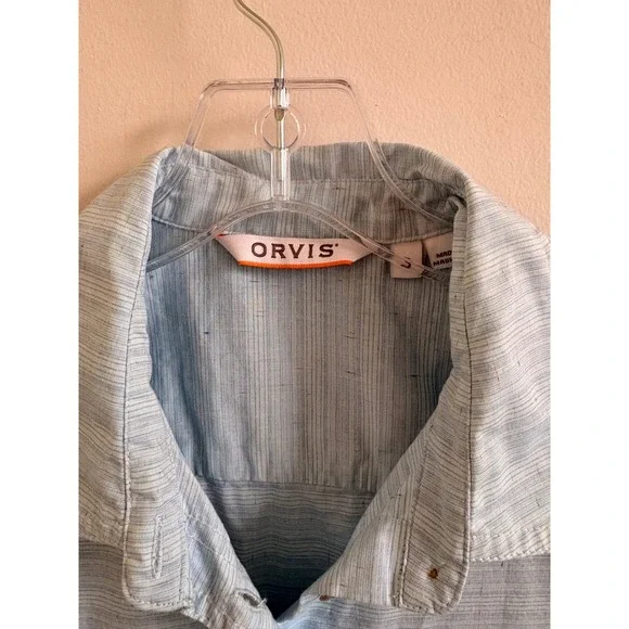 Orvis Womens Button Down Shirt Lot of 2 Plaid and Blue Long Sleeve Tops Small - Picture 10 of 13